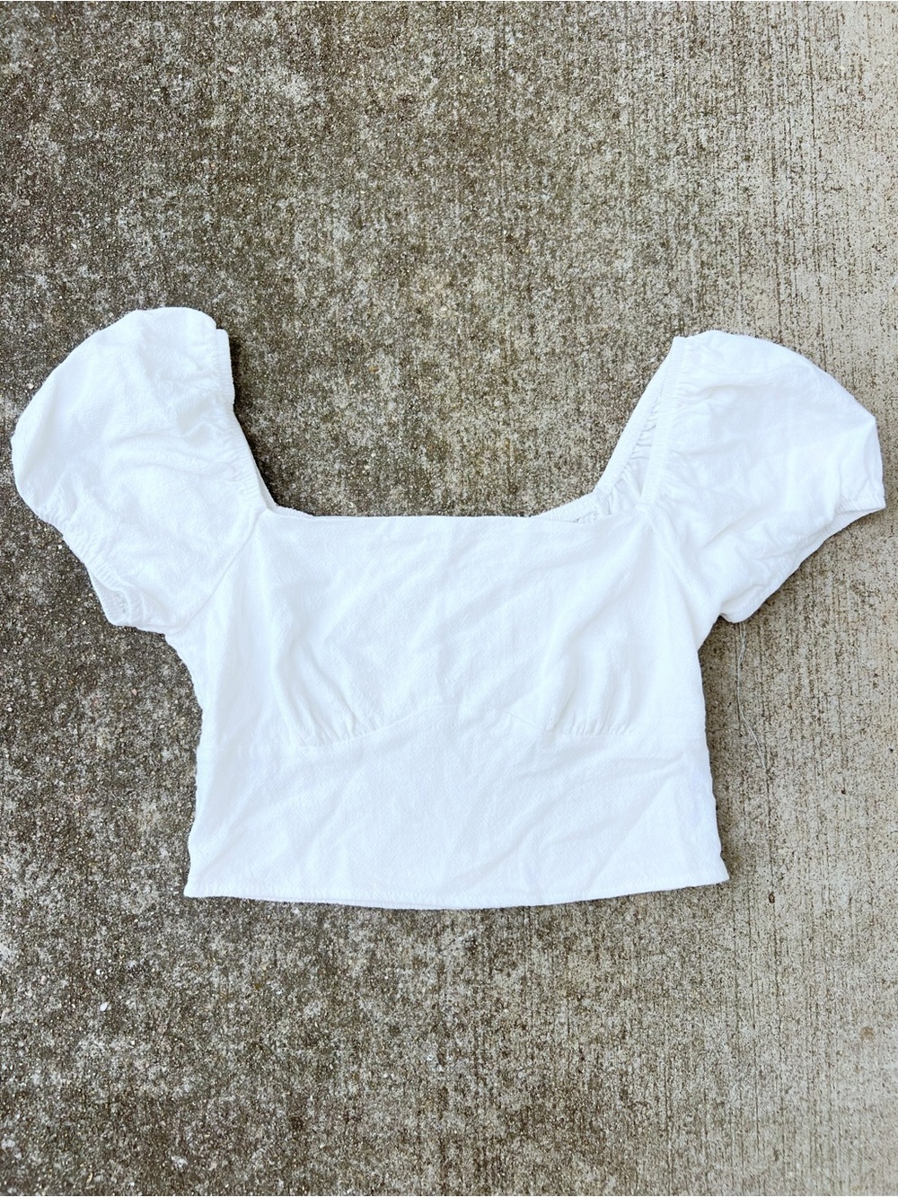 PacSun LA Hearts Cream White Puff Sleeve Crop Top Size Small